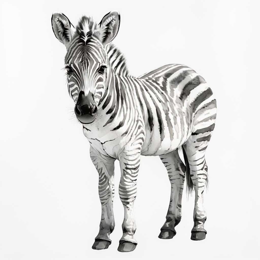 Detailed Black and White Zebra Watercolor Painting Mug