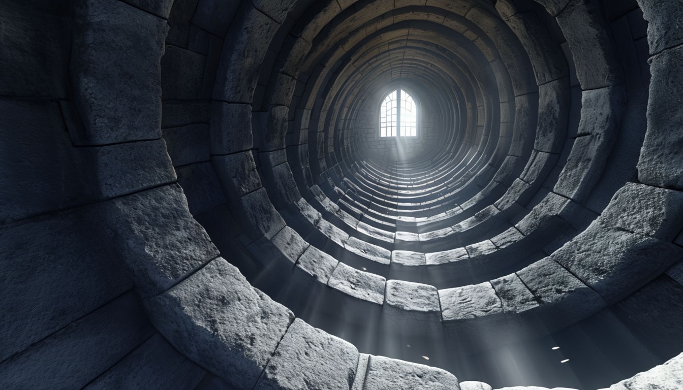 Realistic Castle Spiral Staircase Virtual Background Design