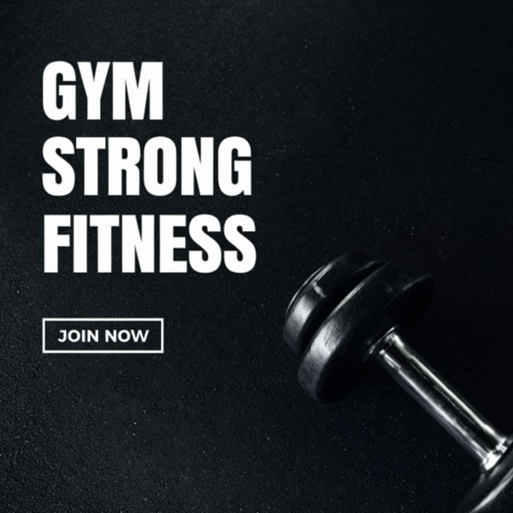 Minimalist Gym Strong Fitness Advertisement with Dumbbell Social Media Post