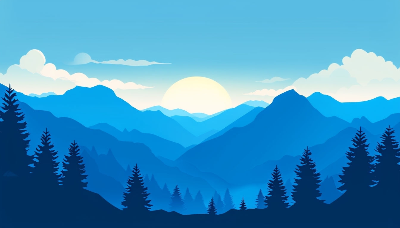 Serene Mountain Landscape at Dawn Vector Illustration Background