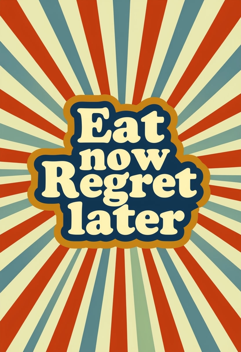 Eat Now Regret Later Motivational Retro Style Poster