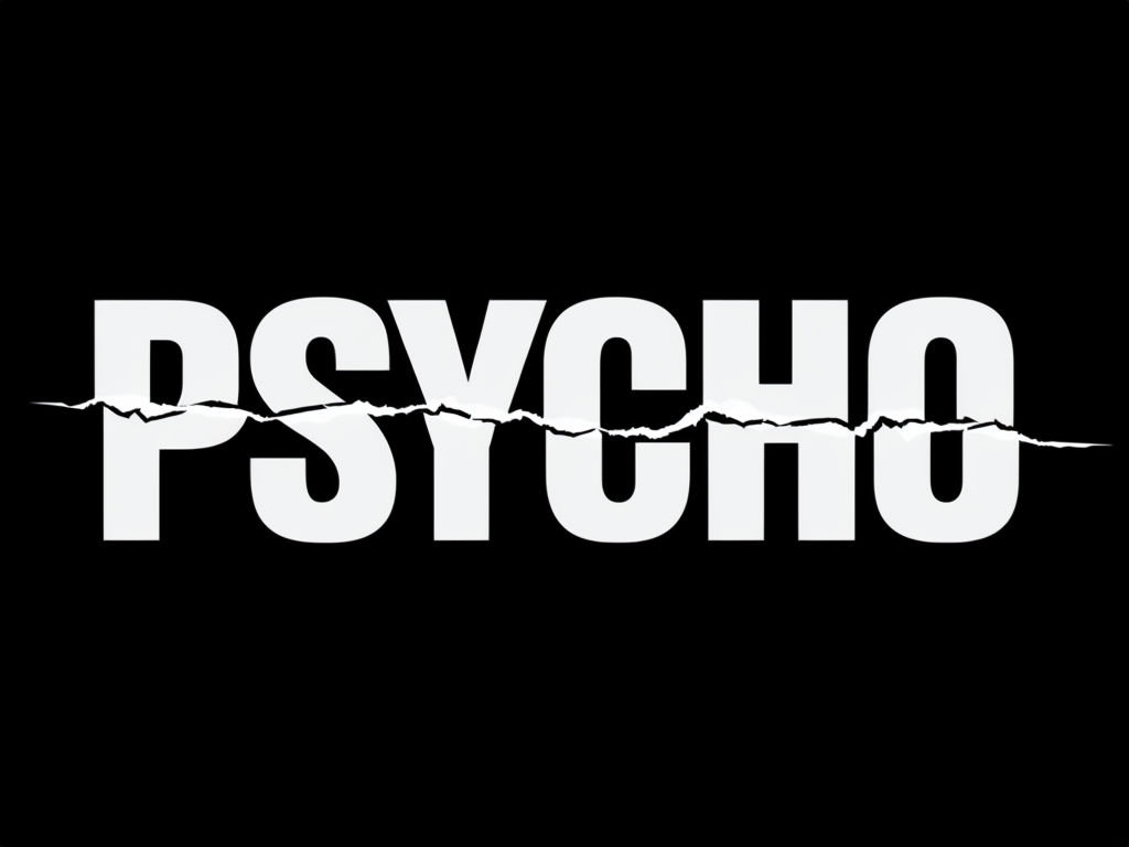 Psycho Bold Typography Design with Torn Effect Hat