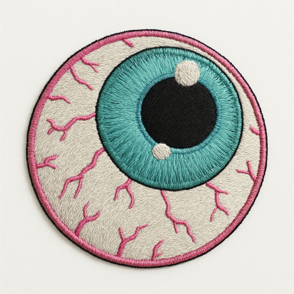 Surreal Oversized Eye Embroidered Patch Design for Hats