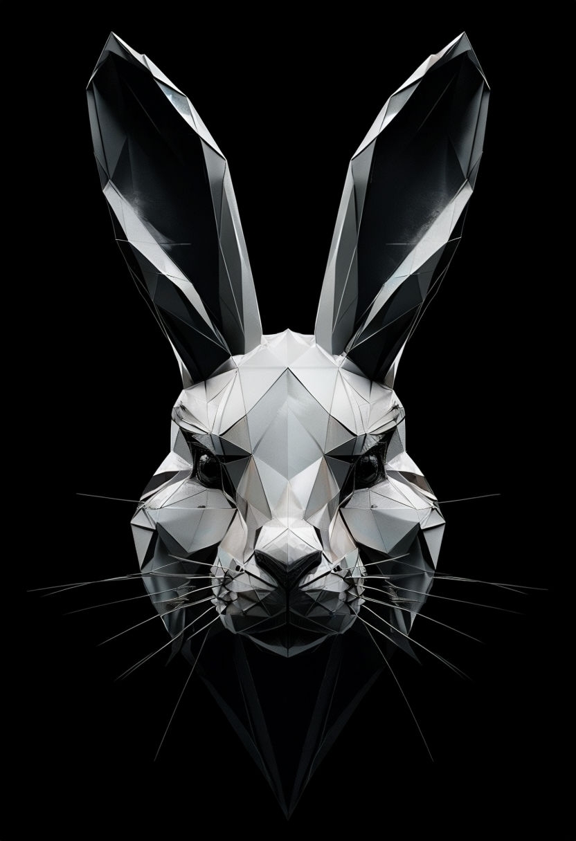 Stylized Low-Poly Rabbit Face Abstract Art Poster