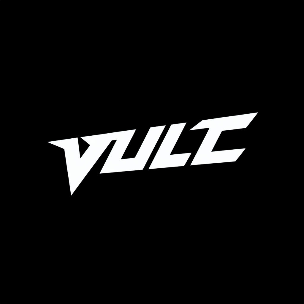 Bold Minimalist VULC Logo Design on Black Background Logo
