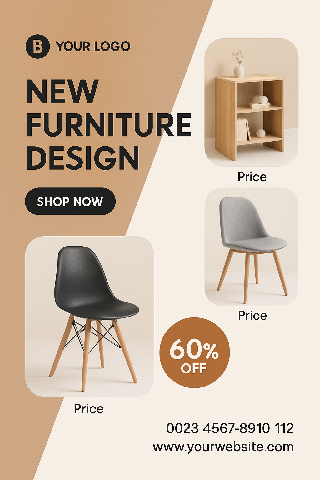 Modern Promotional Flyer for New Furniture Design with Discounts