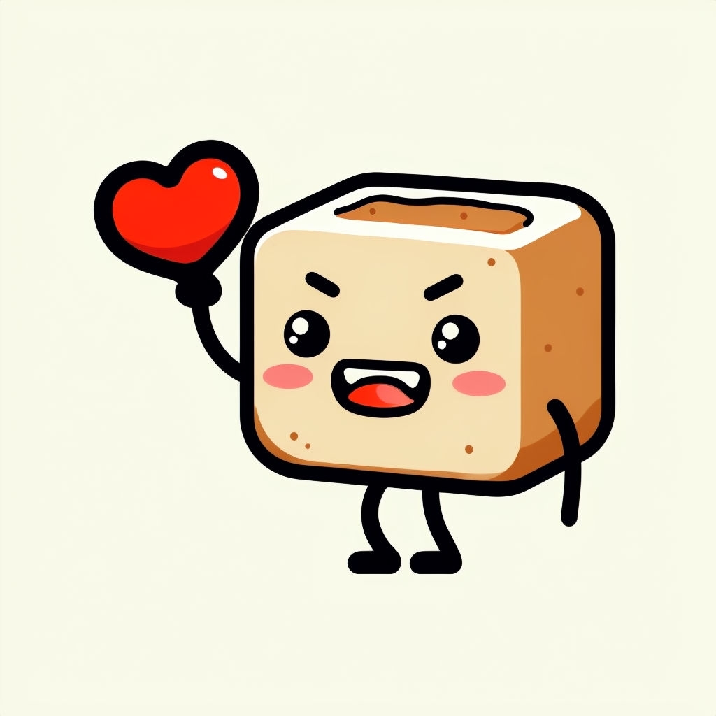 Cheerful Kawaii Toast Character Holding Heart T-Shirt