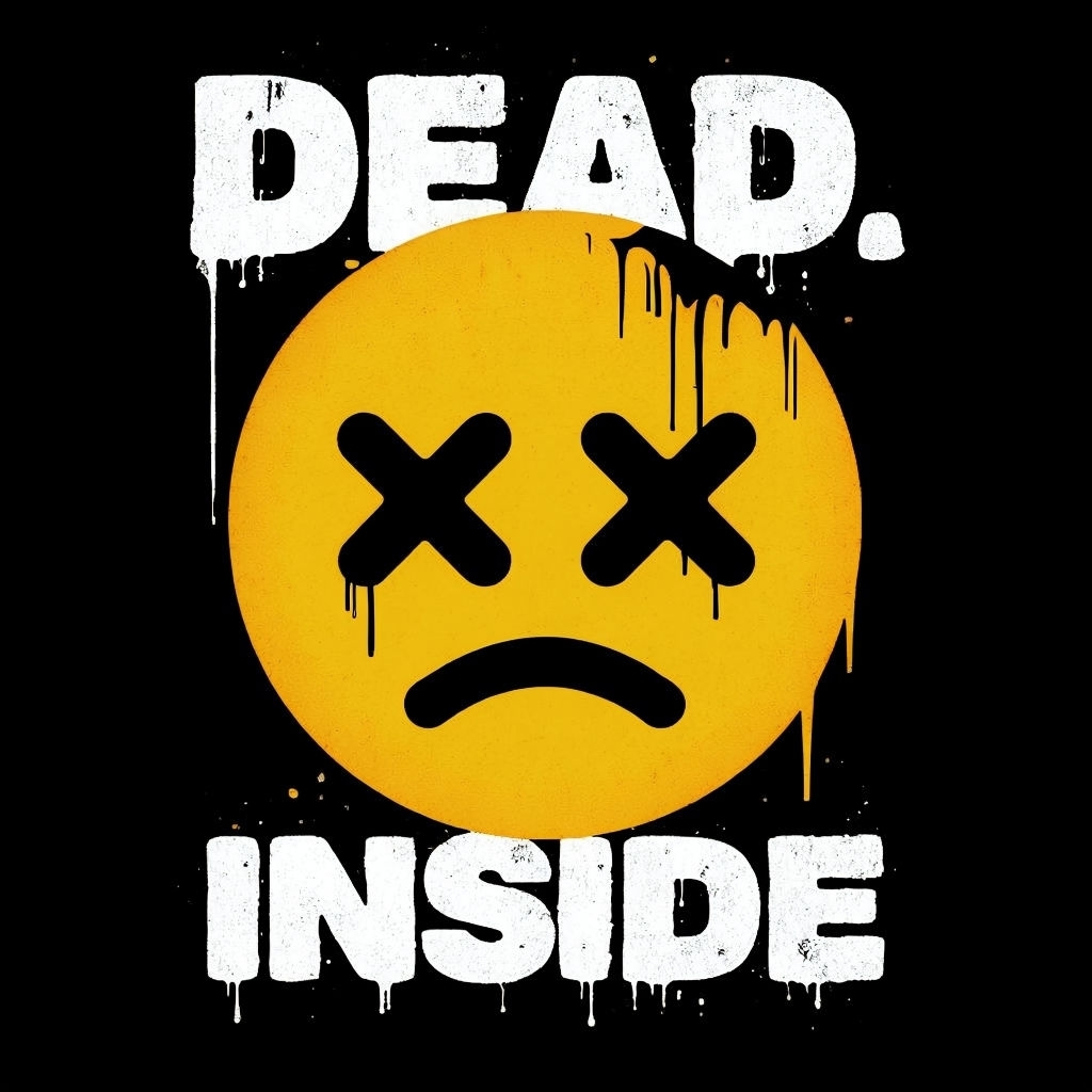 Melting Sad Emoji with Dripping Text Design T-Shirt