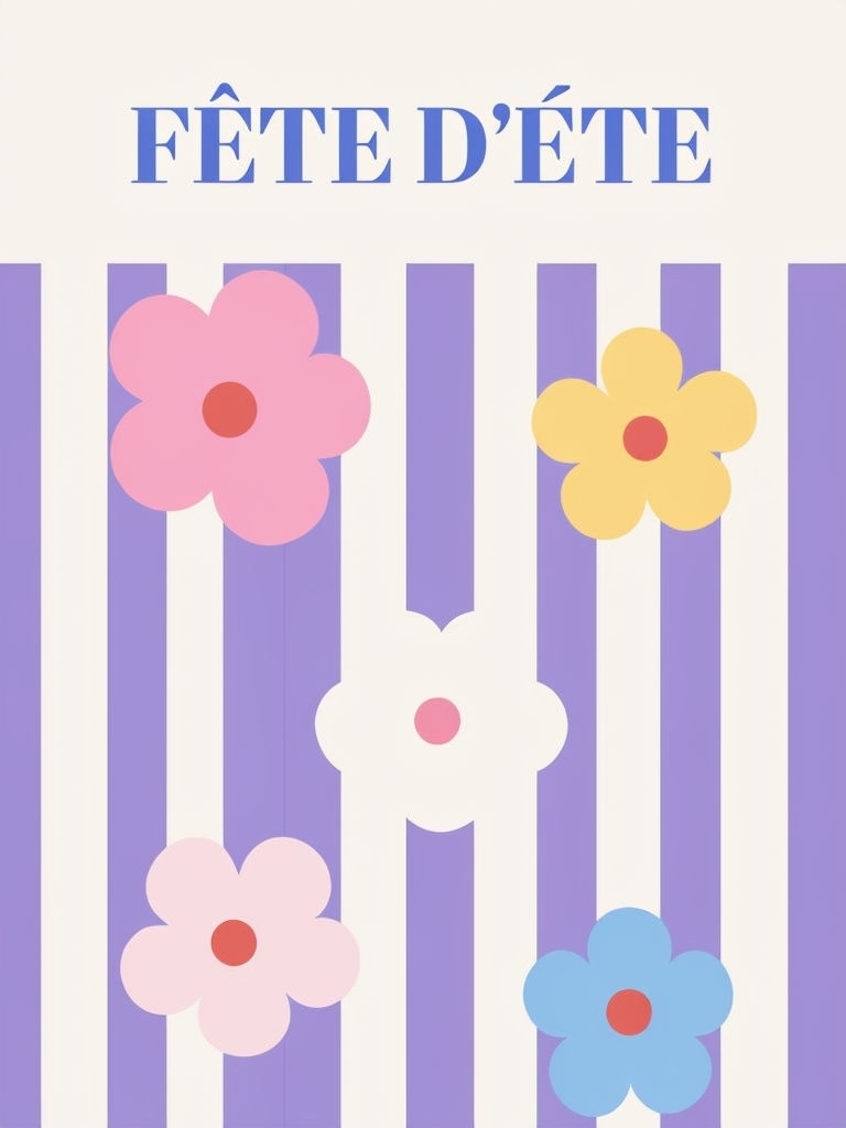 Minimalist Summer Festival Graphic with Flowers Poster