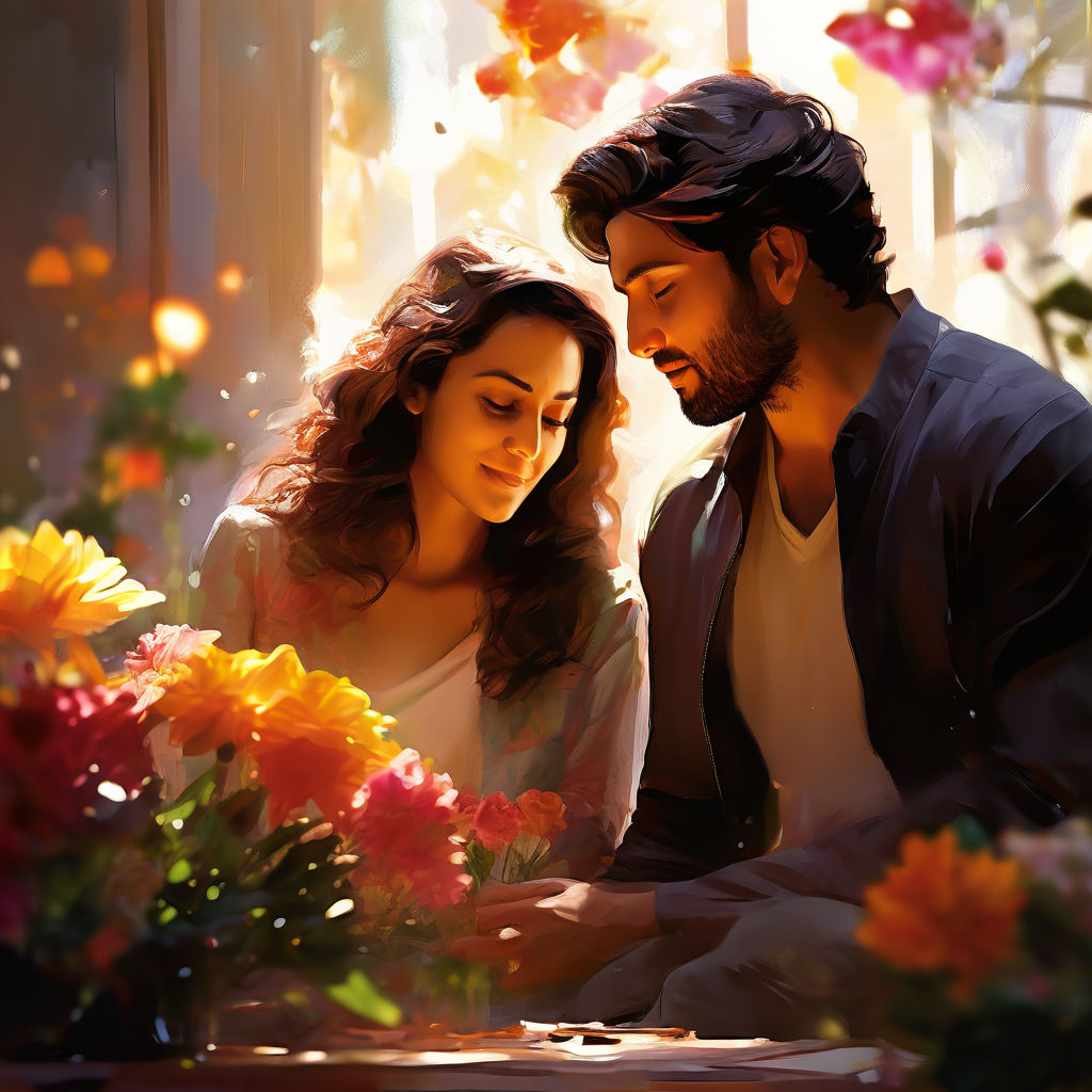 A digital painting of Jawad and Fatima engrossed in brainsto... by ...