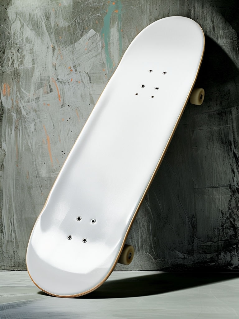 Blank White Classic Skateboard Deck Urban Mockup