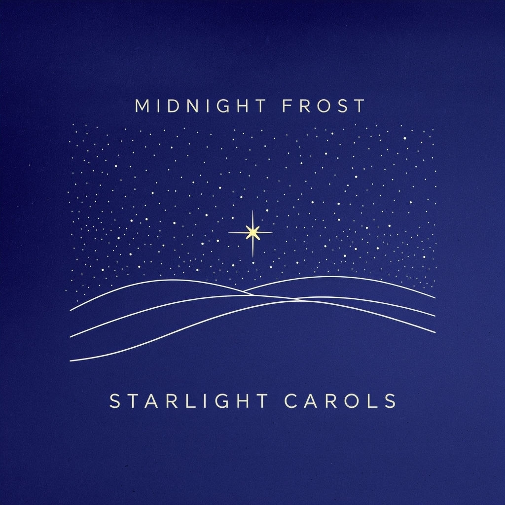 Minimalist Midnight Frost Starlight Carols Christmas Album Cover