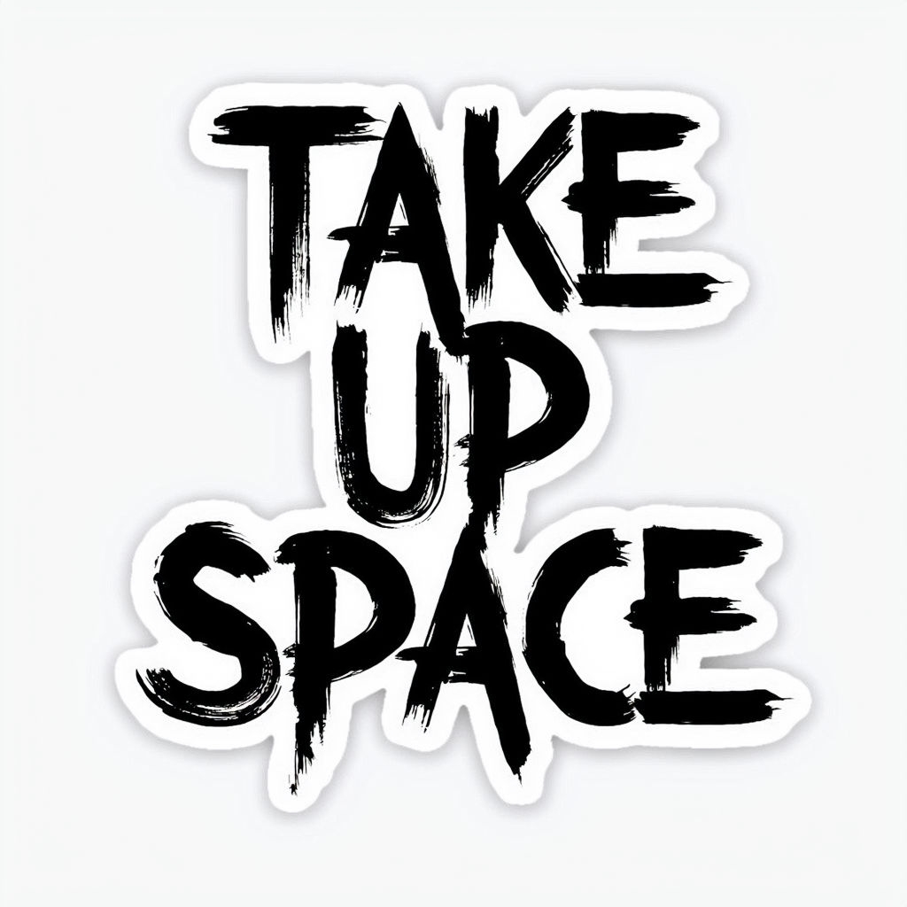 Bold Hand-Drawn 'Take Up Space' Text Sticker Design