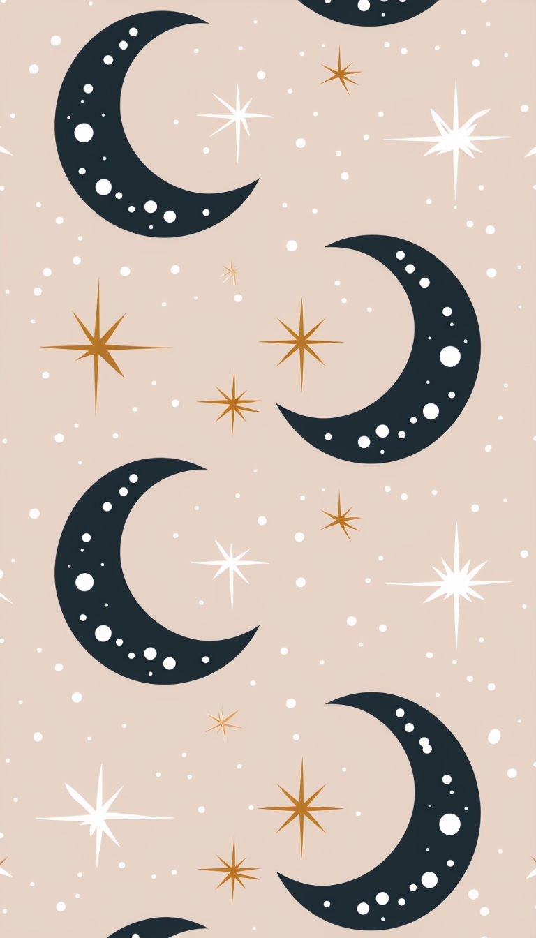 Whimsical Crescent Moons and Stars Pattern Phone Case Cover