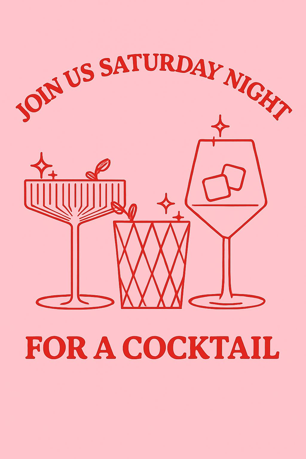 Modern Minimalist Saturday Night Cocktail Invitation Poster