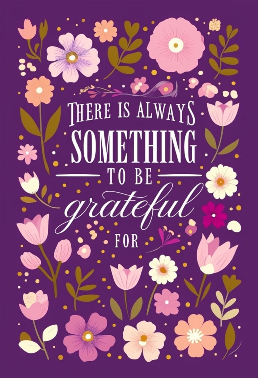 Gratefulness Motivational Quote with Floral Design Card