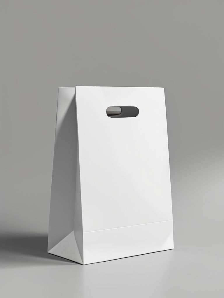 Minimalist White Paper Shopping Bag Product Mockup