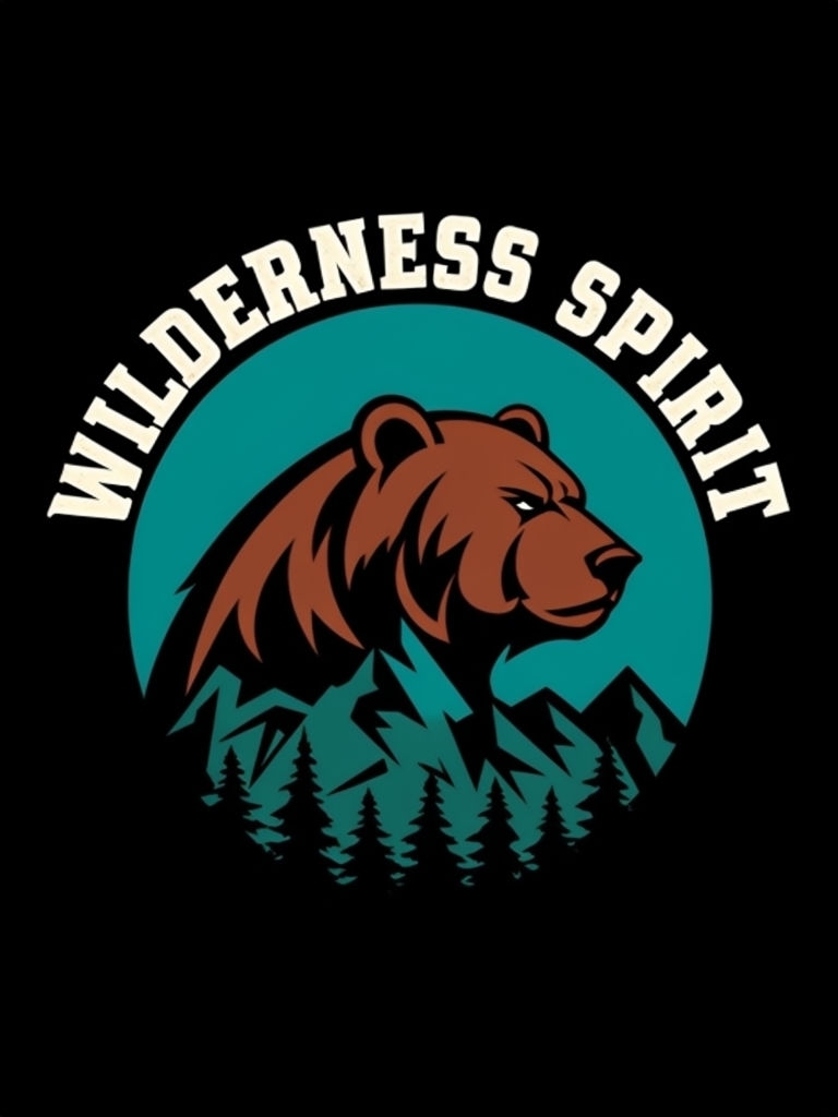 Wilderness Spirit Grizzly Bear Mountain Emblem T-Shirt