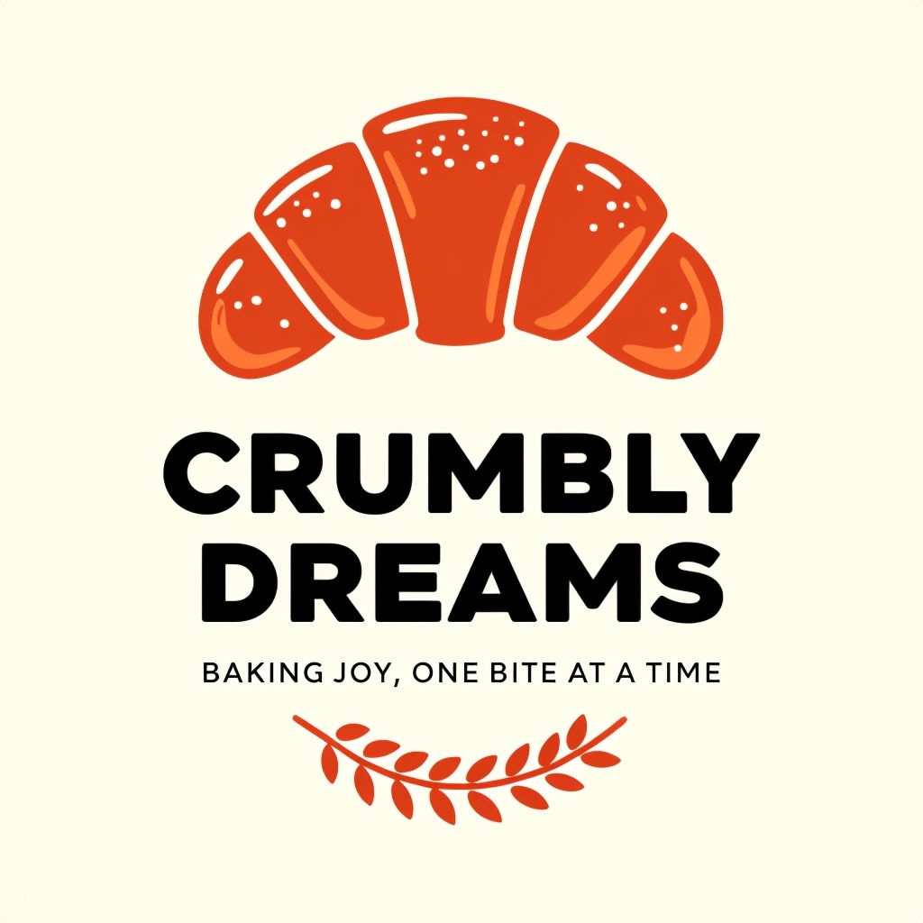 Minimalist Croissant and Wheat Logo for Crumbly Dreams Brand