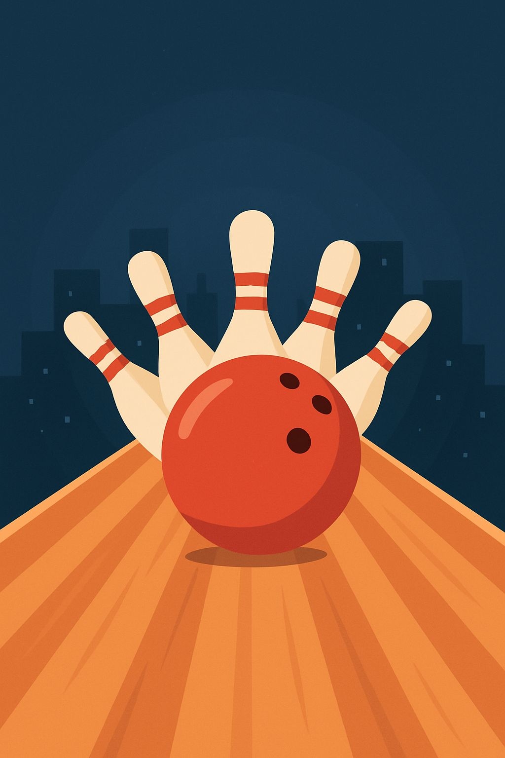 Vibrant Bowling Alley Scene Cartoon Illustration Flyer
