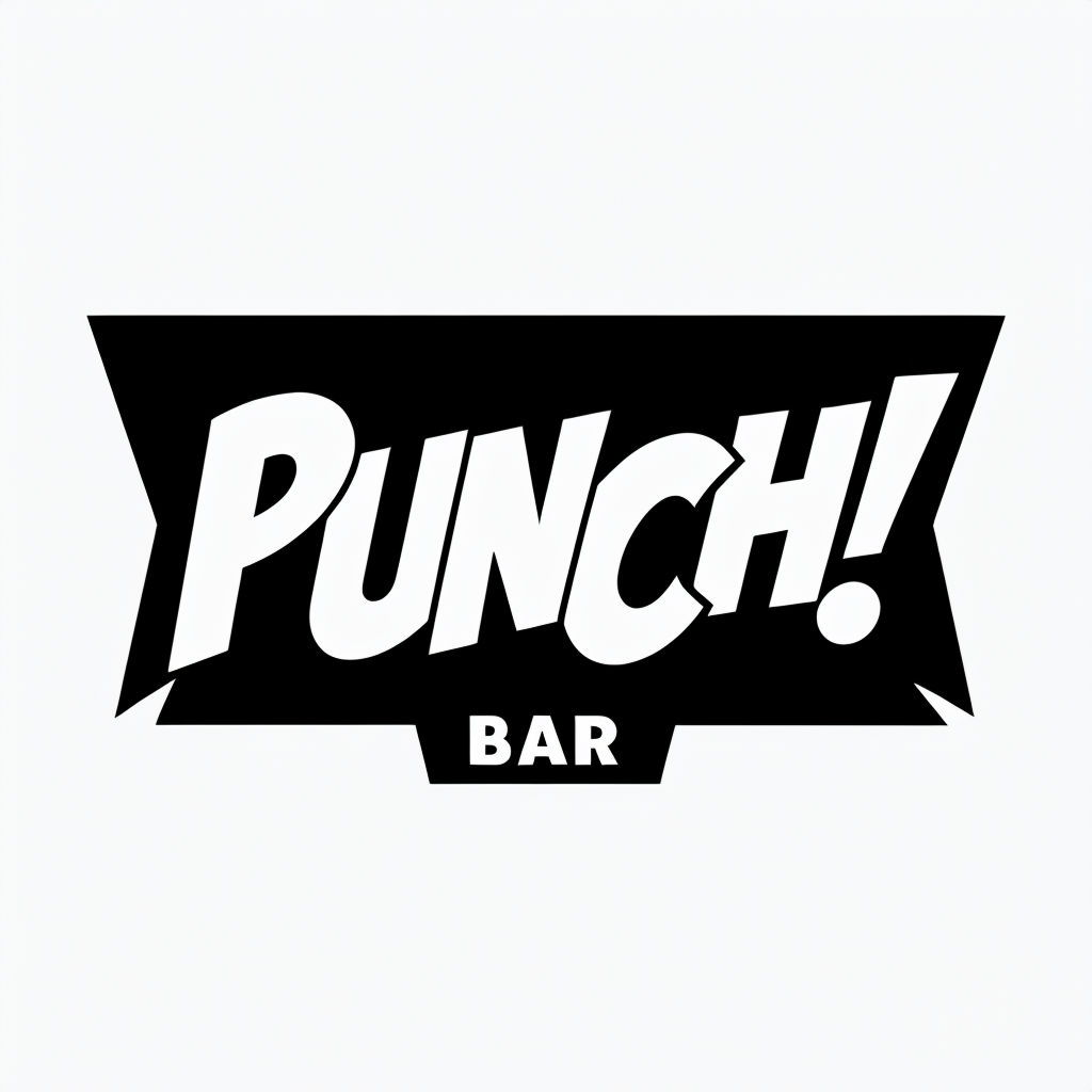 Bold Minimalist PUNCH! Logo with Comic Book Style Design