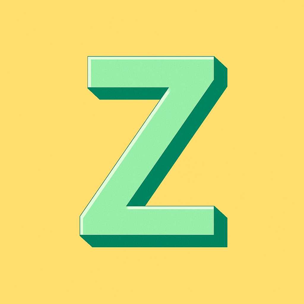 Bold Mint Green Letter Z with Forest Green Shadow Monogram