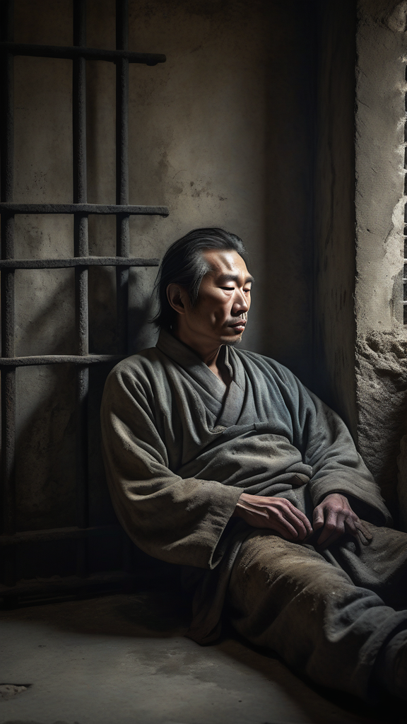 Han Feizi reclining with eyes sealed shut in an ancient Chin... by 최성호 ...