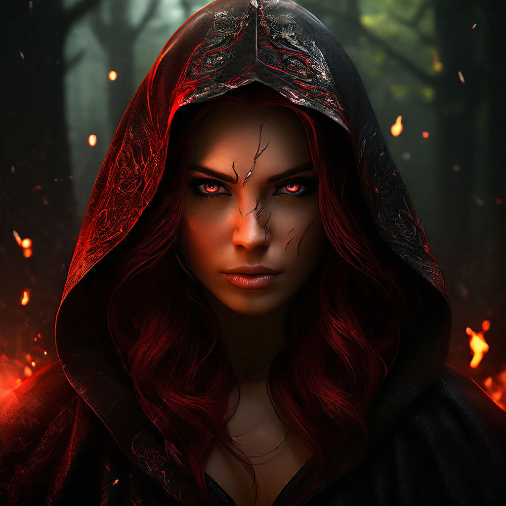 Woman with dark red hair by LB - Playground