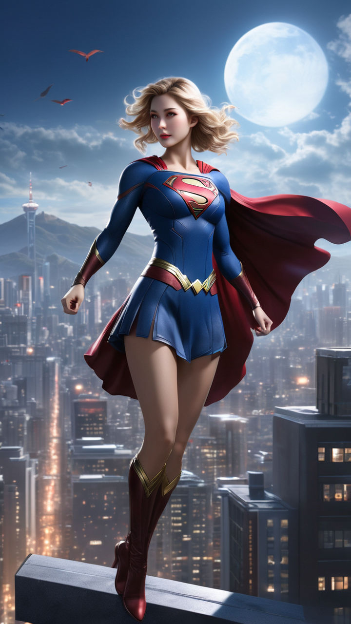 ultra realistic adult Emma Watson as supergirl