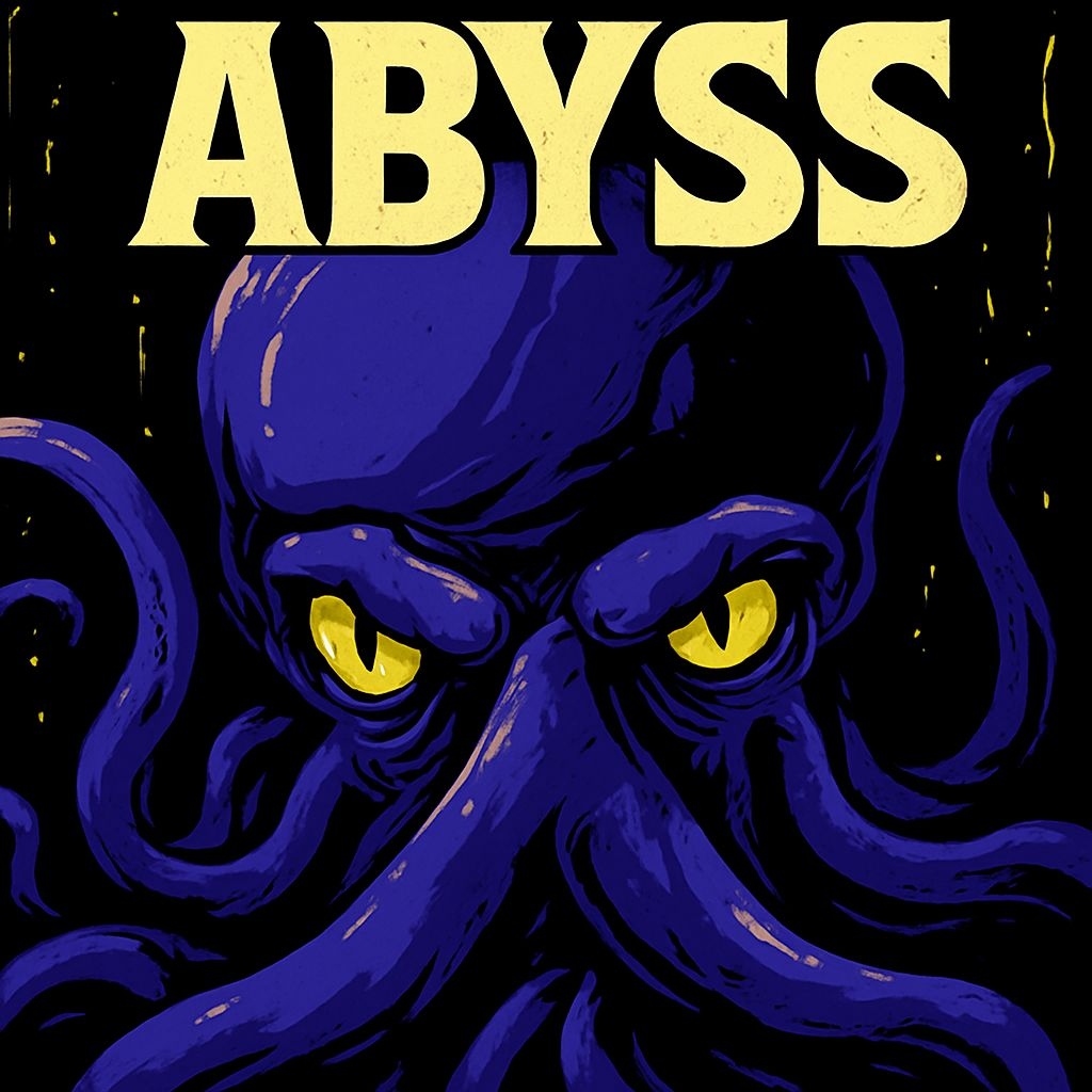 Ominous Deep-Sea Octopus Vintage Art for Abyss Album Cover