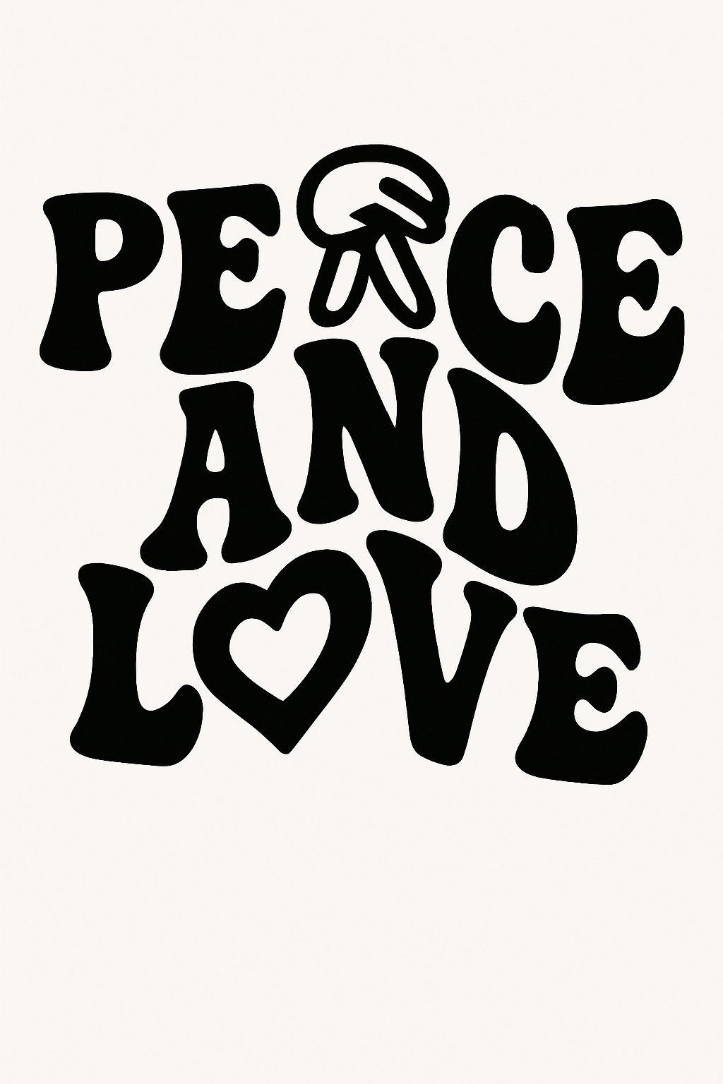 Peace and Love Retro Typography Design T-shirt