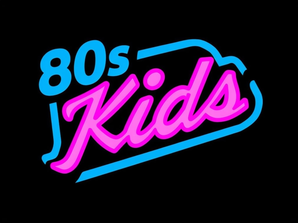 Vibrant Retro 80s Kids Neon Logo T-Shirt