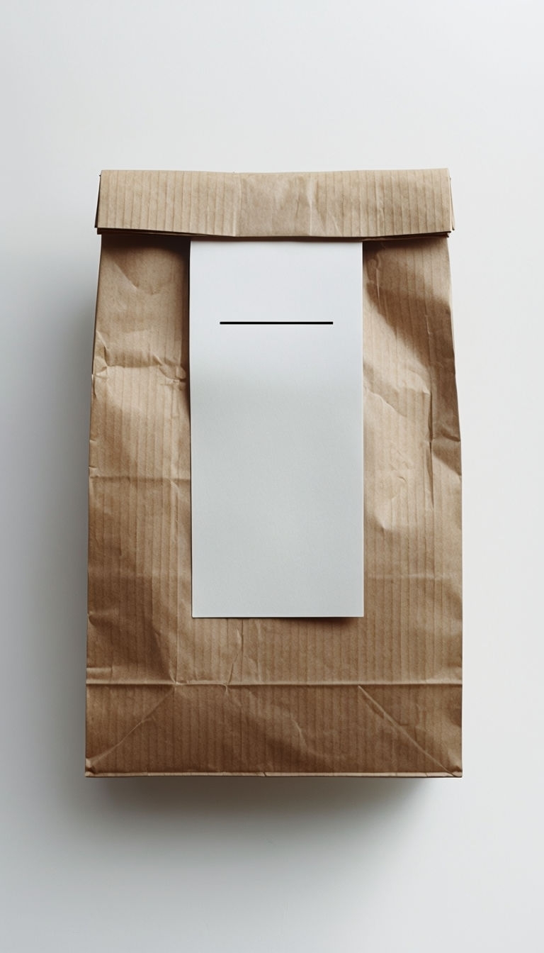 Minimalist Brown Paper Bag with Tag Mockup
