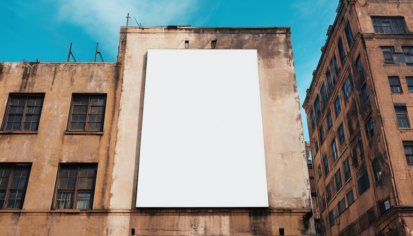 Urban-Style Blank Billboard on Weathered Building Mockup