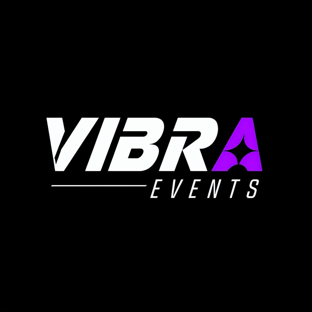 Modern Minimalist VIBRA Events Logo Design with Purple Star Accent