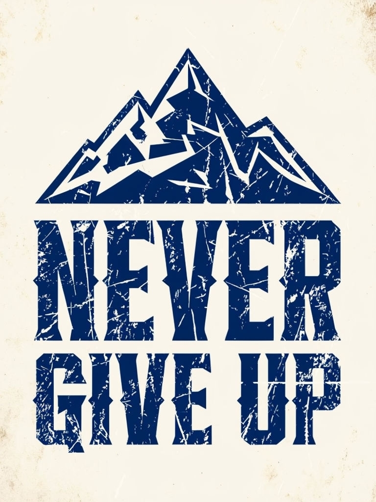 Vintage Motivational Never Give Up Mountain T-Shirt