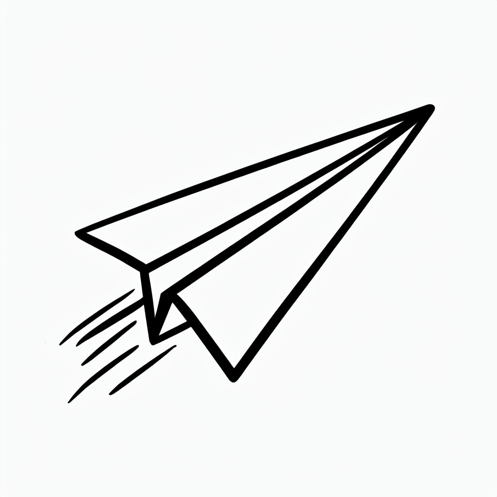 Minimalist Black Line Paper Airplane Art Poster