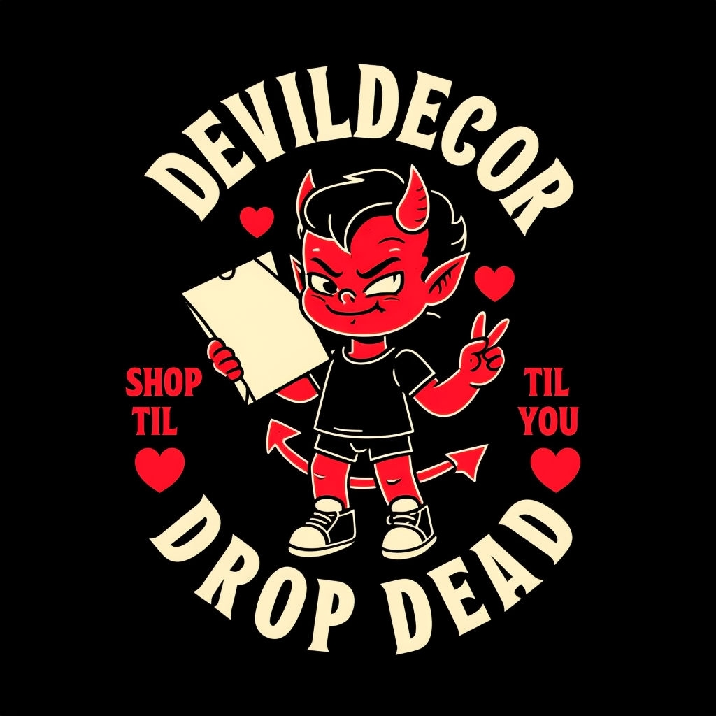 Mischievous Cartoon Devil Character Graphic T-Shirt