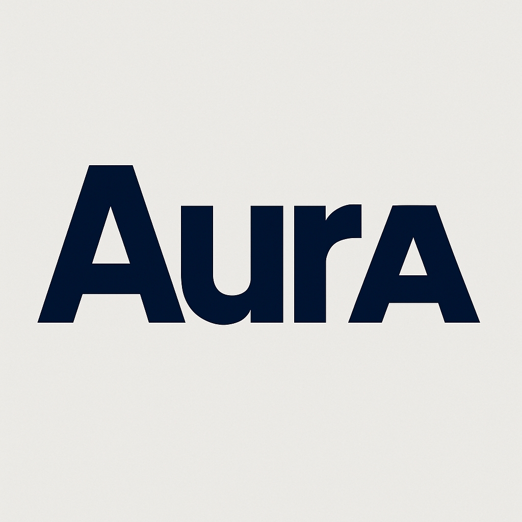 Modern Bold 'Aura' Text Design on Beige Background Logo