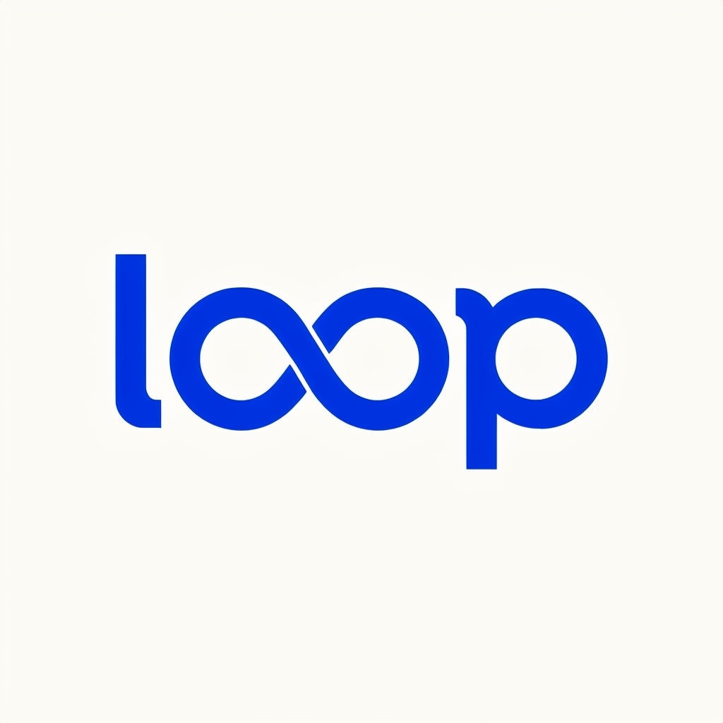 Modern Minimalist Loop Wordmark Logo Design in Cobalt Blue