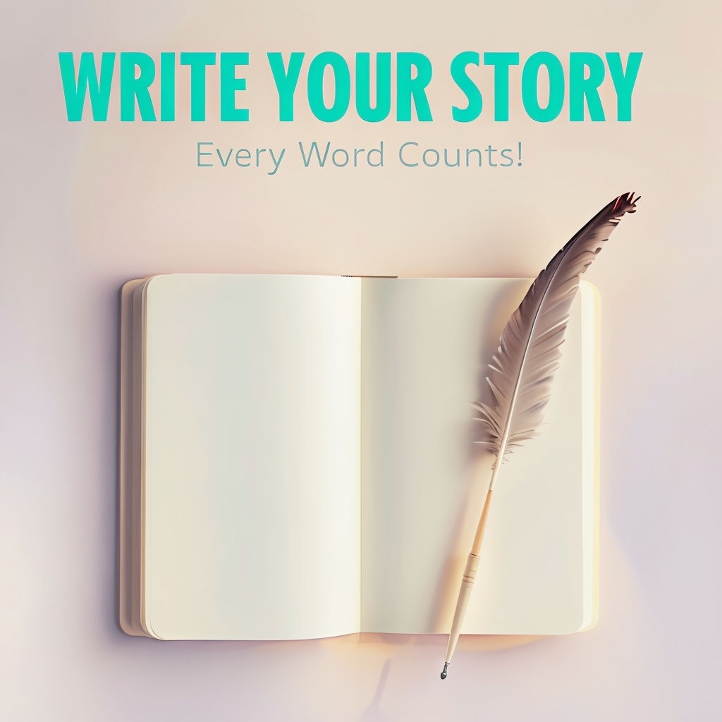 Creative "Write Your Story" Notebook Illustration Poster