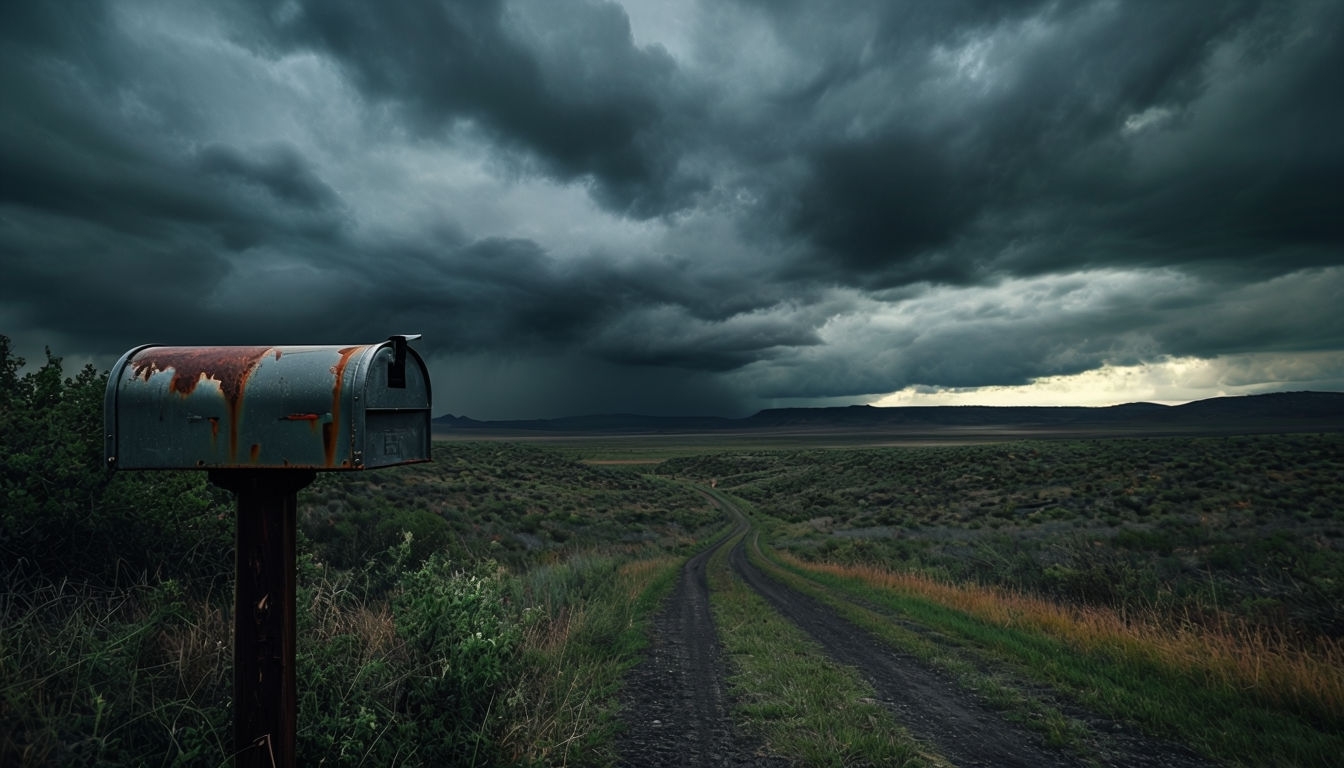Desolate Rural Scene with Storm Clouds Virtual Background