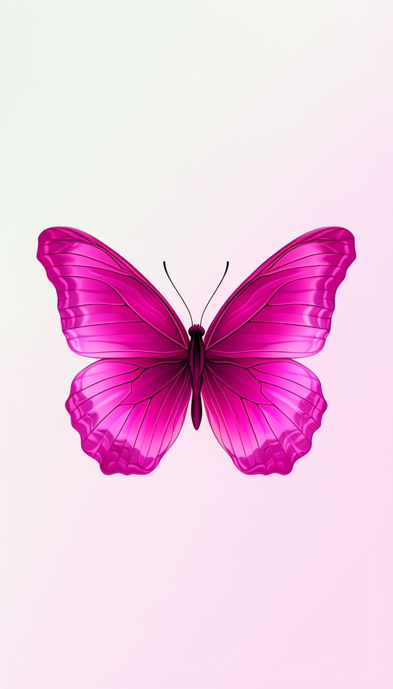 Elegant Magenta Butterfly Illustration on Pink Gradient Phone Case Cover