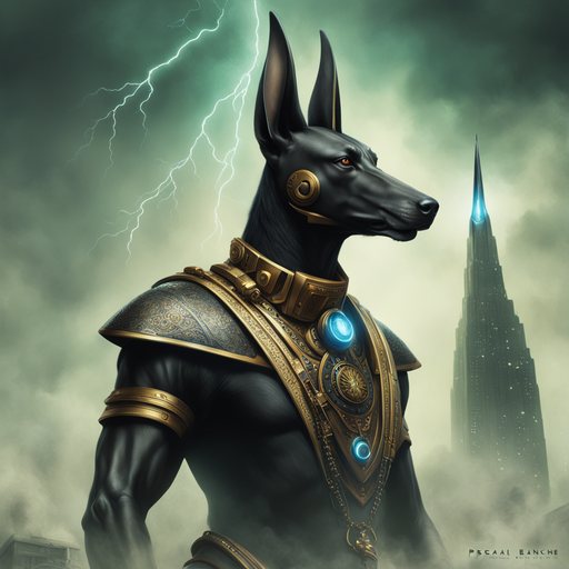 Anubis portrait by Tu Watercolor - Playground