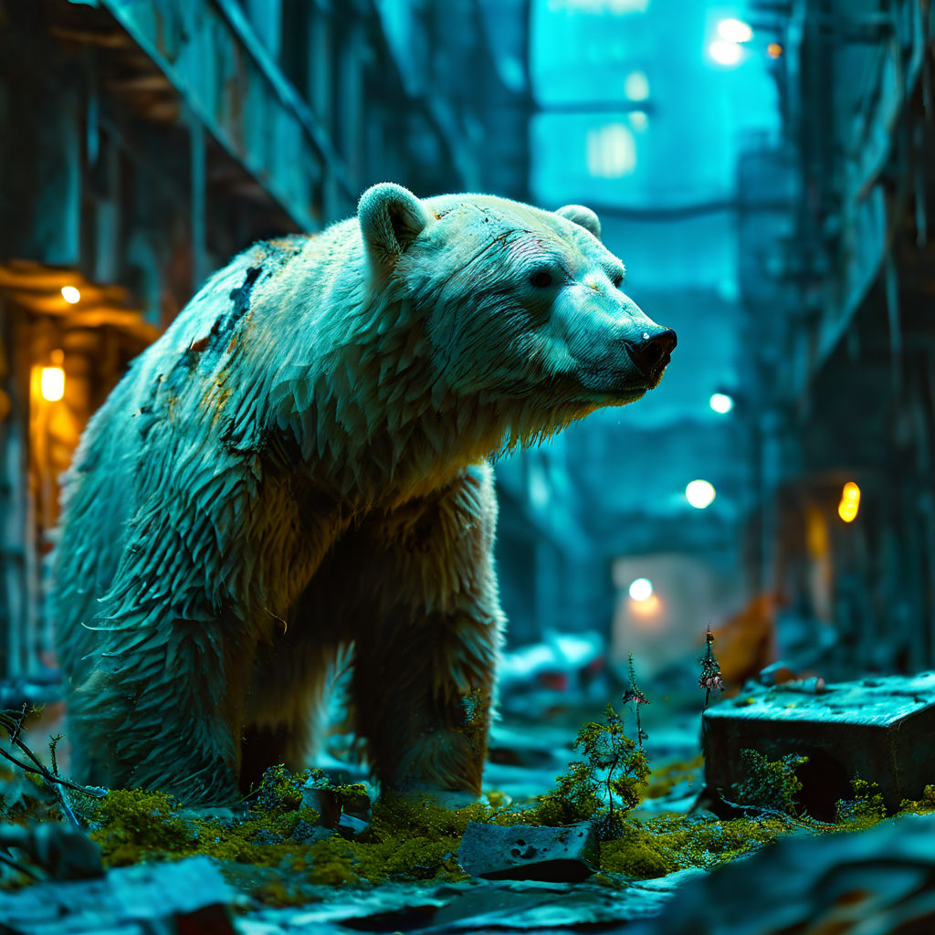 Radioactive polar bear mutated with bioluminescent patterns by Gustavo ...