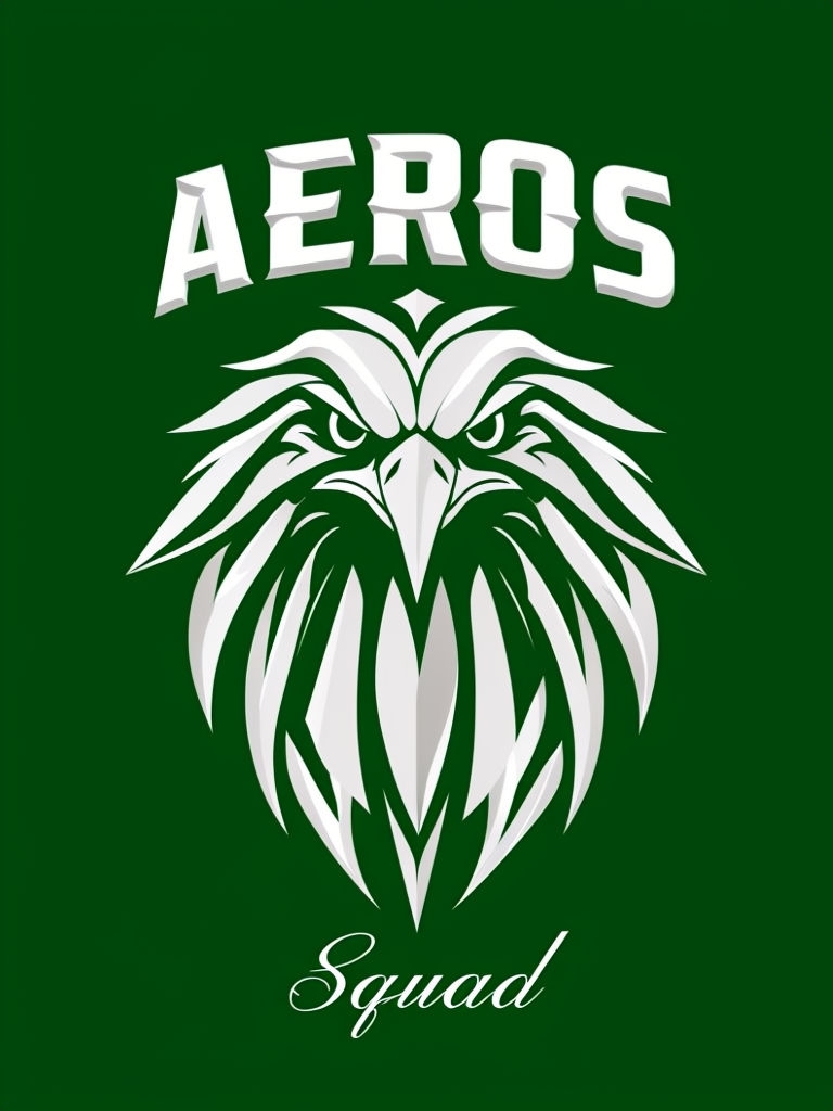 Stylized Eagle Head Logo Design with AEROS and Squad T-Shirt