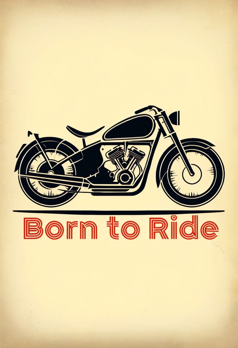 Vintage Motorcycle "Born to Ride" Graphic Design Poster