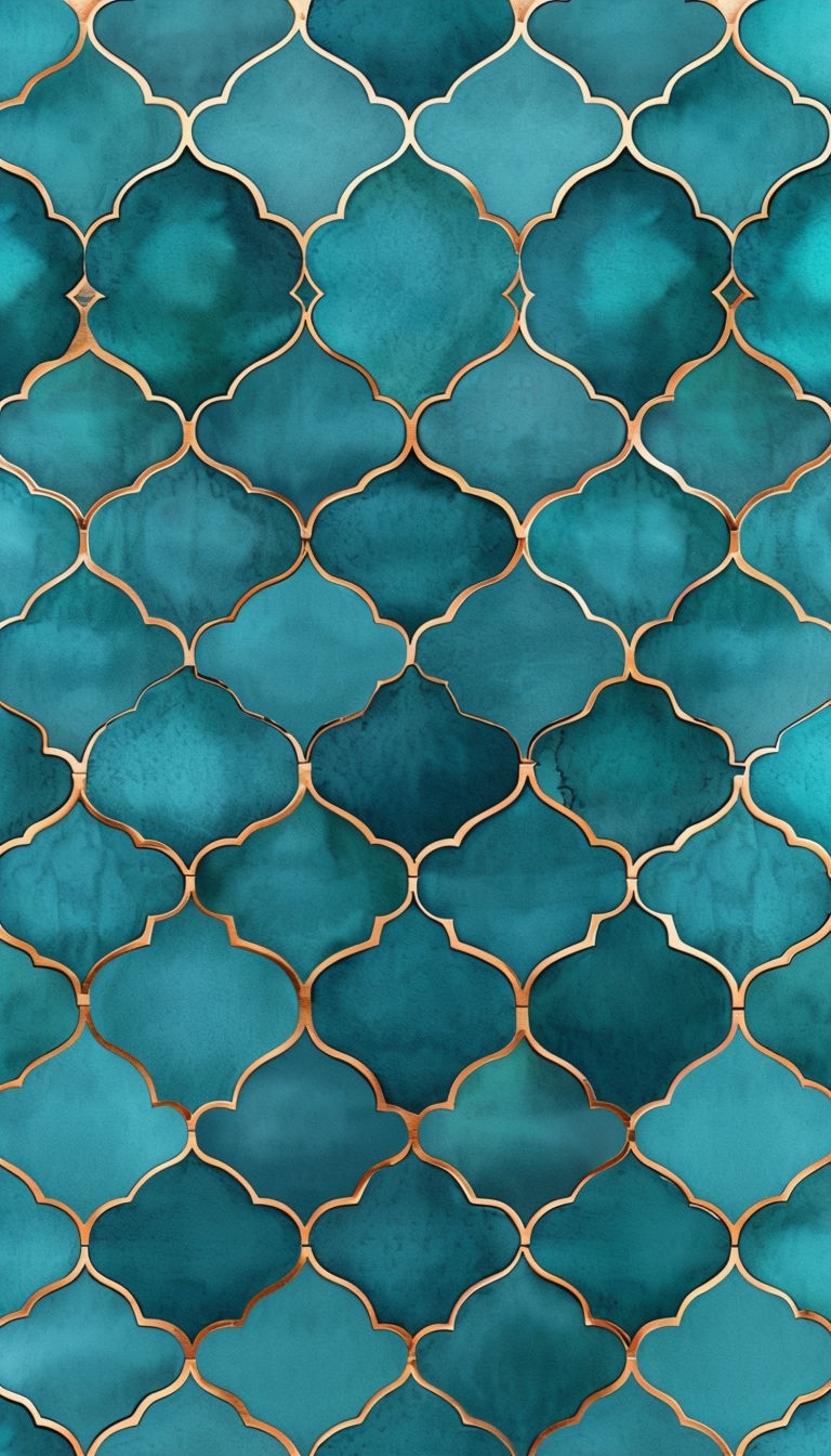 Elegant Teal and Gold Geometric Moroccan Tile Pattern Phone Case Cover ...