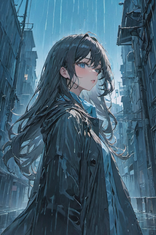 Anime style portrait with a surreal atmosphere featuring a c... by ...