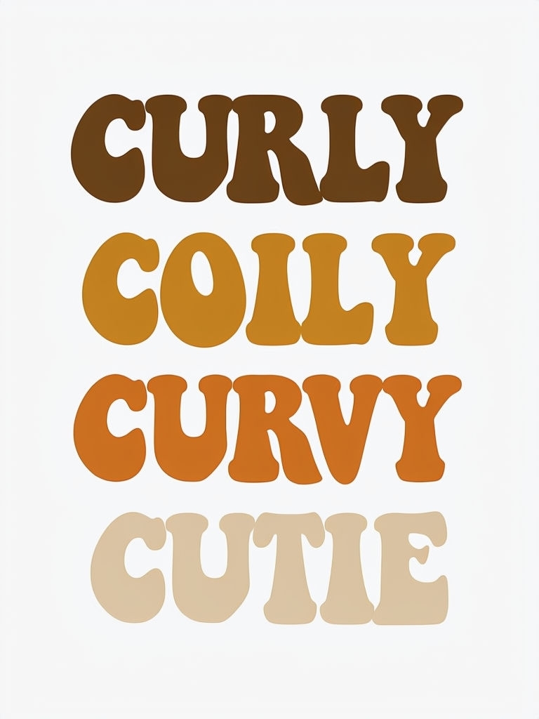 Warm Gradient Curly Coily Curvy Cutie Typography Poster